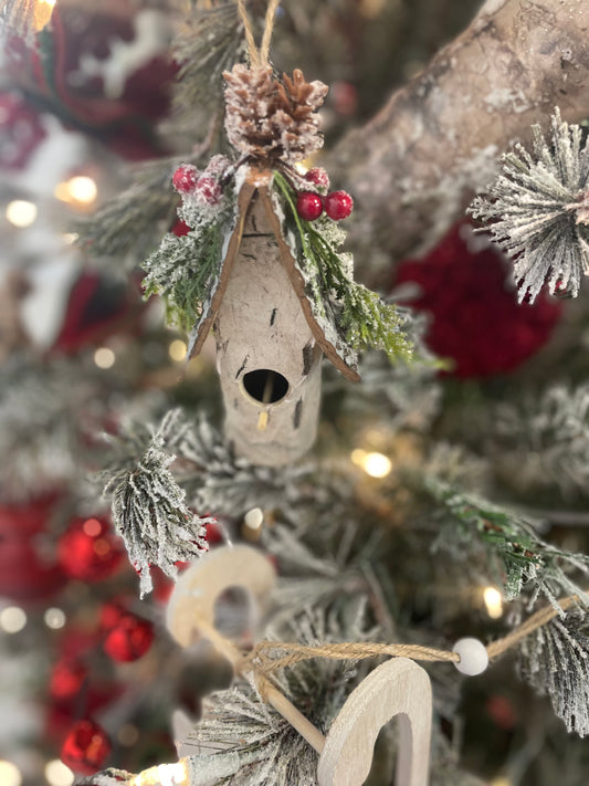 Birch Birdhouse Ornament