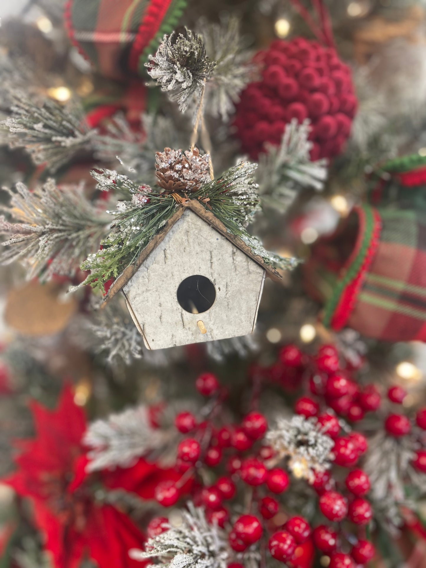 Birch Birdhouse Ornament