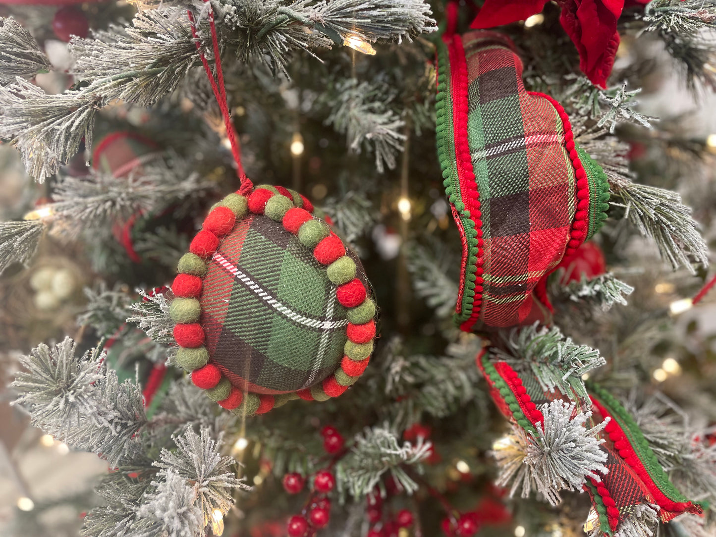 Plaid Pompom Ornament