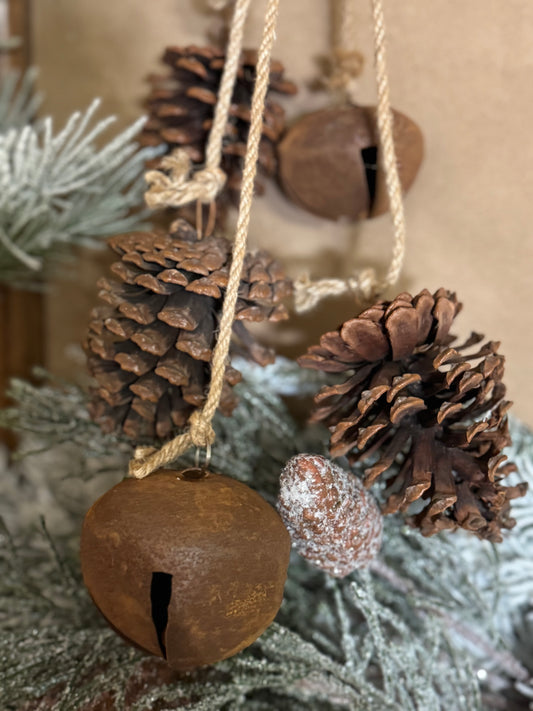 Pinecone and Bells on Jute